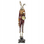 Figurka Antyk KRÓLIK z zegarem czerwono-złoty 54cm