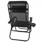 Leżak z automatycznym podnóżkiem czarny