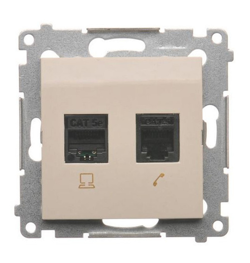 Gniazdo telefon-komputer krem SIMON 54