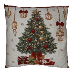 Poduszka świąteczna 45x45cm Choinka, zwisające bombki
