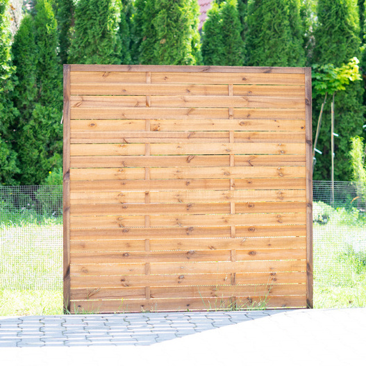 Płot sosnowy lamelowy Opal Eco 180 x 180 cm brąz