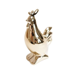 Figurka Kogut ceramiczny złoty lustrzany 16cm