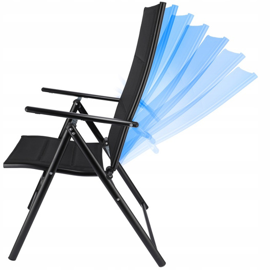 Krzesło 7-pozycji aluminium czarne do 120kg 56x64cm