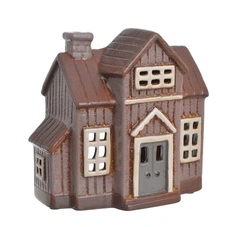 Domek Holenderski T-light brązowy z przybudówką 17 cm