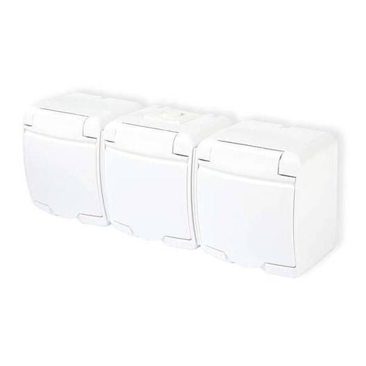 Gniazdo potrójne z uziemieniem białe Karlik Junior