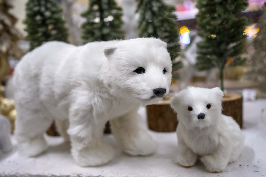 Niedźwiadek biały futerko na czterech łapach duży 15x26cm