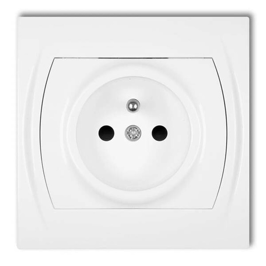 Gniazdo pojedyncze z uziemieniem Białe Logo Karlik