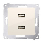 Simon 54 Ładowarka 2xUSB 2.1A 5V/DC krem