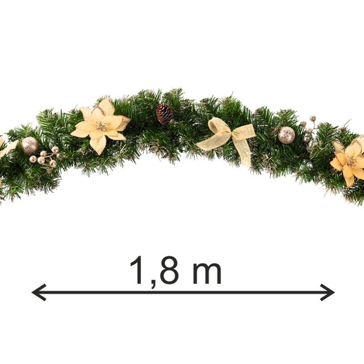Girlanda świerkowa ze złotymi dekoracjami 180cm