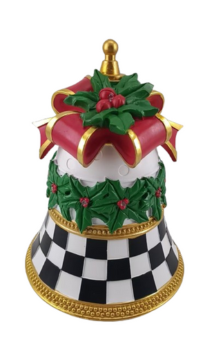 Dzwonek ceramiczny LED kokarda/ ostrokrzew 37cm