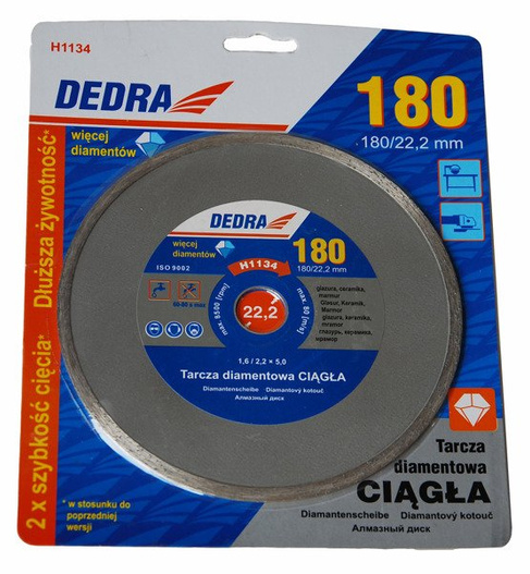 Tarcza diamentowa ciągła do cięcia 180mm DEDRA