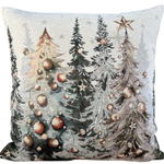 Poszewka 40x40cm Chenille Las śnieżony z bombkami