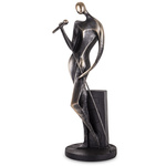Figura Muzyk czarny patyna z mikrofonem 32cm