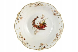 Miska ceramiczna Mikołaj w saniach złoty rant 15,5cm 