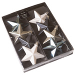 Bombki gwiazdki niebiesko-biało-srebrne mat/połysk 6,5 cm 8 sztuk