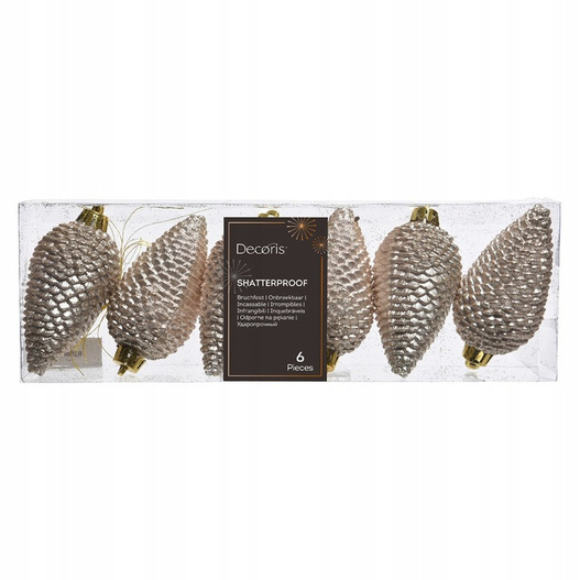 Bombki Szyszki szampańskie 8cm 6sztuk