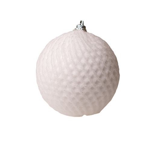 Biała bombka siateczka 8 cm