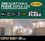 Kurtyna flesz 200LED 9,6m biały zimny i ciepły