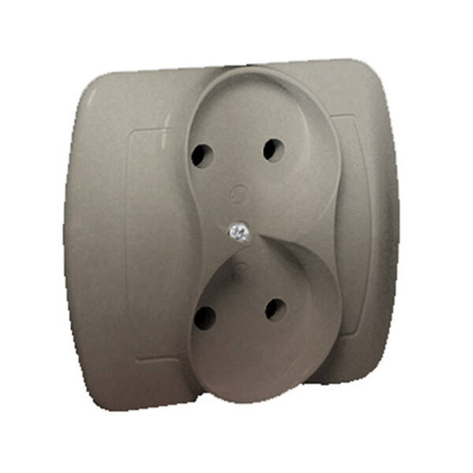 Gniazdo podwójne bez uziemienia Satynowe Akord