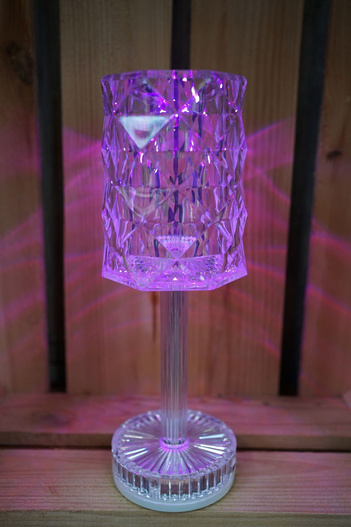 Lampka plastikowa z baterią USB 26cm kryształ kielich