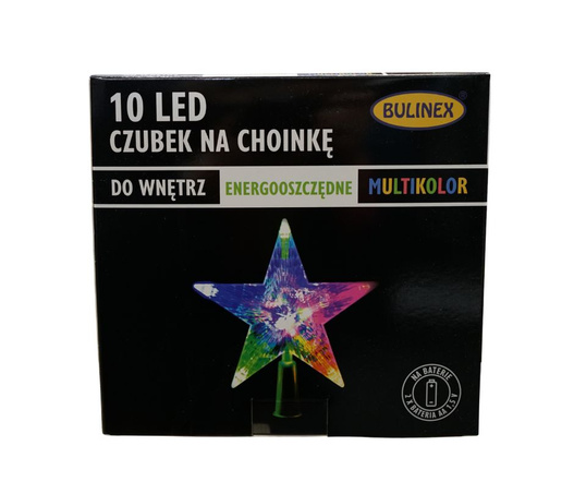 Gwiazda/czub na choinkę 10LED na baterie multicolor