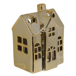 Domek T-light ceramiczny złoty duży 13x10x19cm