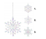 Zawieszka akryl śnieżynka 12cm opal transparentna 3 wzory