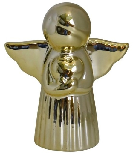 Aniołek ceramiczny złoty, lustro z sercem mini 8cm