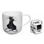 Kubek Crazy Cats para w pudełku Carmani biało-czarny