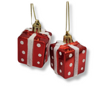 Bombki w kształcie prezentów czerwonych 5×4 cm komplet 2 sztuki