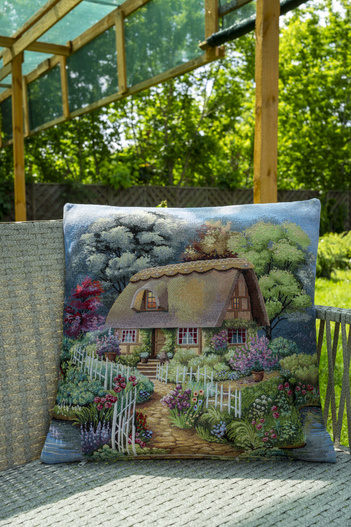Poszewka na poduszkę 40x40cm domek Chenille