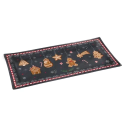 Patera szklana czarna pierniczki 36x17 cm