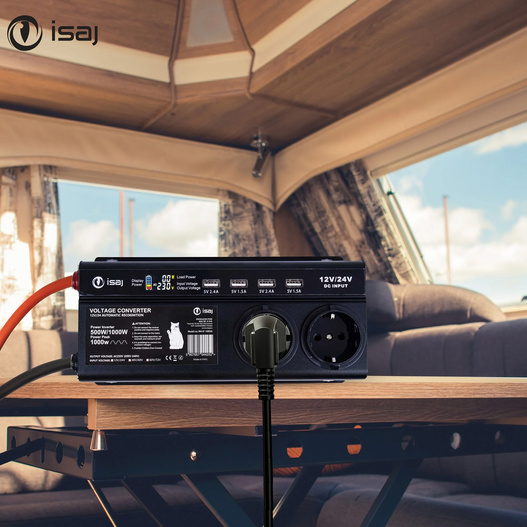 Przetwornica Isaj Rn1 12v 24v 230v Samochodowa Inwerter 500W 1000W USB