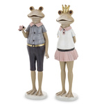 Figurka Żaba ON/ONA zielona biało-różowy strój 28cm 2wzory 1 sztuka