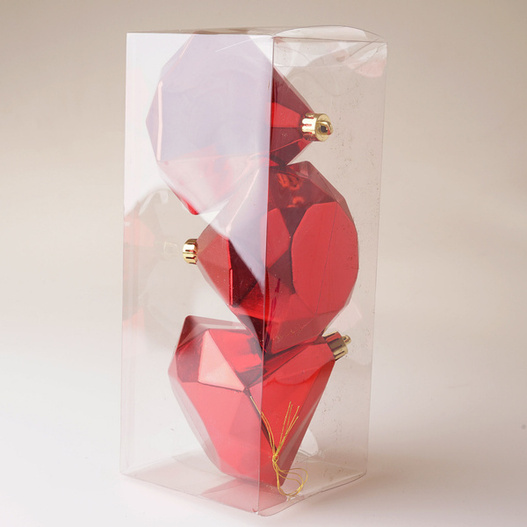 Bombka Diament czerwony 3sztuki 10cm 