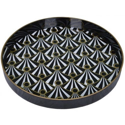 Taca okrągła czarno-biało-złoty wzór 37cm