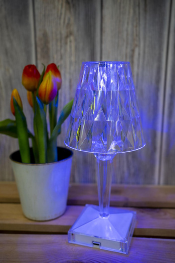 Lampka plastikowa z baterią USB 24cm kryształ