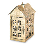 Świecznik Domek metal złoty 2-piętra 32x25cm