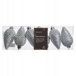 Bombki Szyszki srebrne 8cm 6sztuk