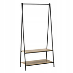 Wieszak garderobiany metalowy czarny z dwiema półkami 80×40×160 cm