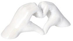 Dłonie ceramiczne białe perłowe 24x8x10,5cm