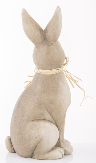 Figurka Zając brązowy siedzący słomiana kokarda 44cm