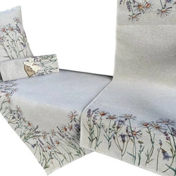 Bieżnik na stół EDEN Lawenda i Stokrotki 40x140cm Chenille 
