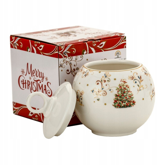 Cukiernica ceramiczna Choinka złoty rant 10x15 cm