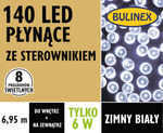 Lampki zew/wew 140LED płynące 8 programów białe zimne 6,95m