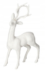 Renifer dekoracyjny z PVC biały brokatowy stojący 25 cm - w pudełku