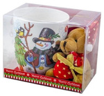 Kubek z Bałwanem 390ml i maskotka brązowy miś