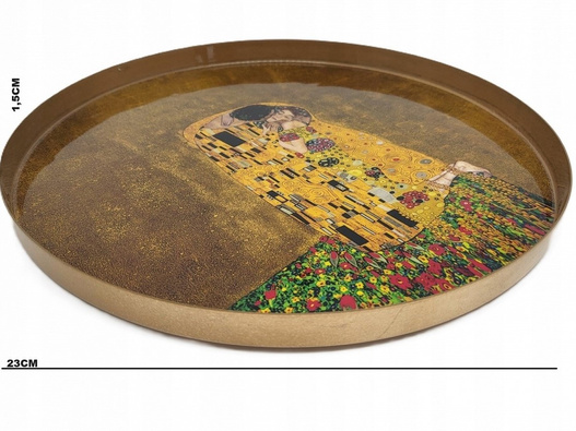 Patera KLIMT pocałunek taca kremowa fi 23cm