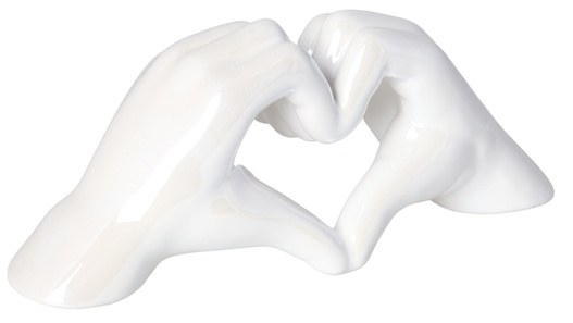 Dłonie ceramiczne białe perłowe 24x8x10,5cm