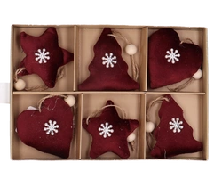 Zawieszki aksamitne bordowe 6cm 6sztuk
